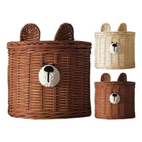 Boite de rangement rotin ours pour mouchoirs